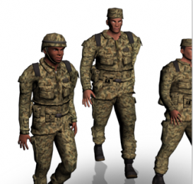 美国大兵3名（u3d模型）